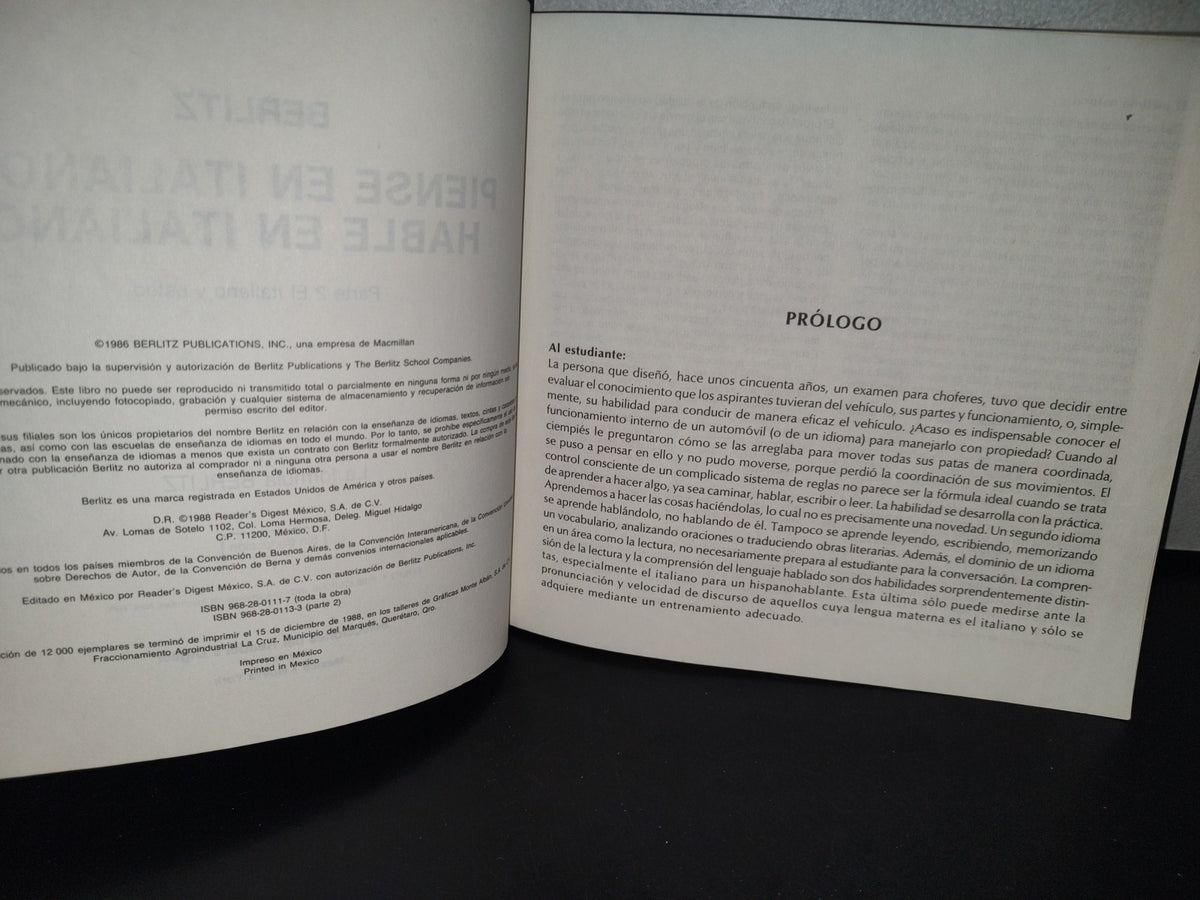 83- Reader'S Digest. Berlitz. Piense En Italiano... Hable En Italiano. Curso Activo Parte 2 - 1988
