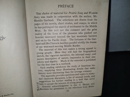 60- Inglés. Prairie Song And Western Story - Hamlin Garland. Allyn And Bacon - 1928