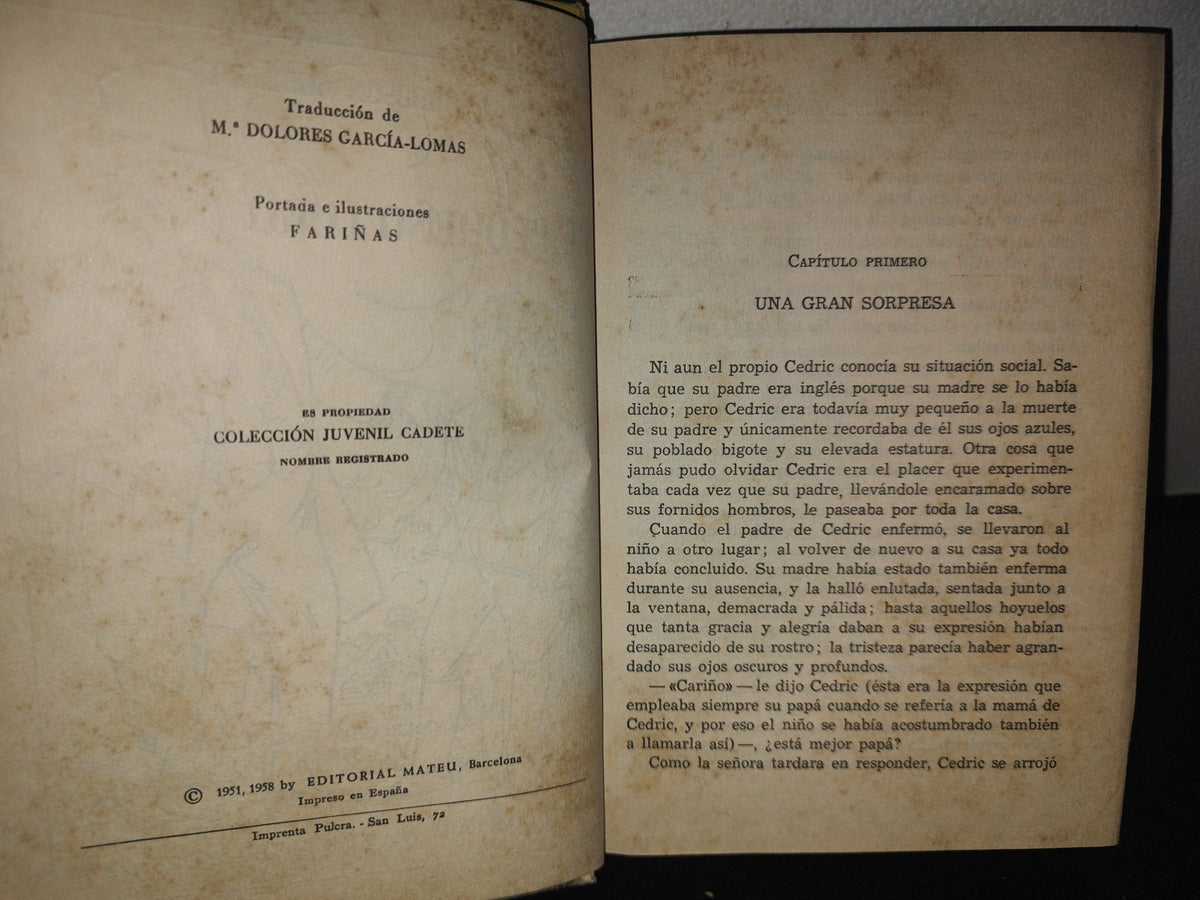 85- El Pequeño Lord - F. Hodgson Burnett - Editorial Mateu 1958
