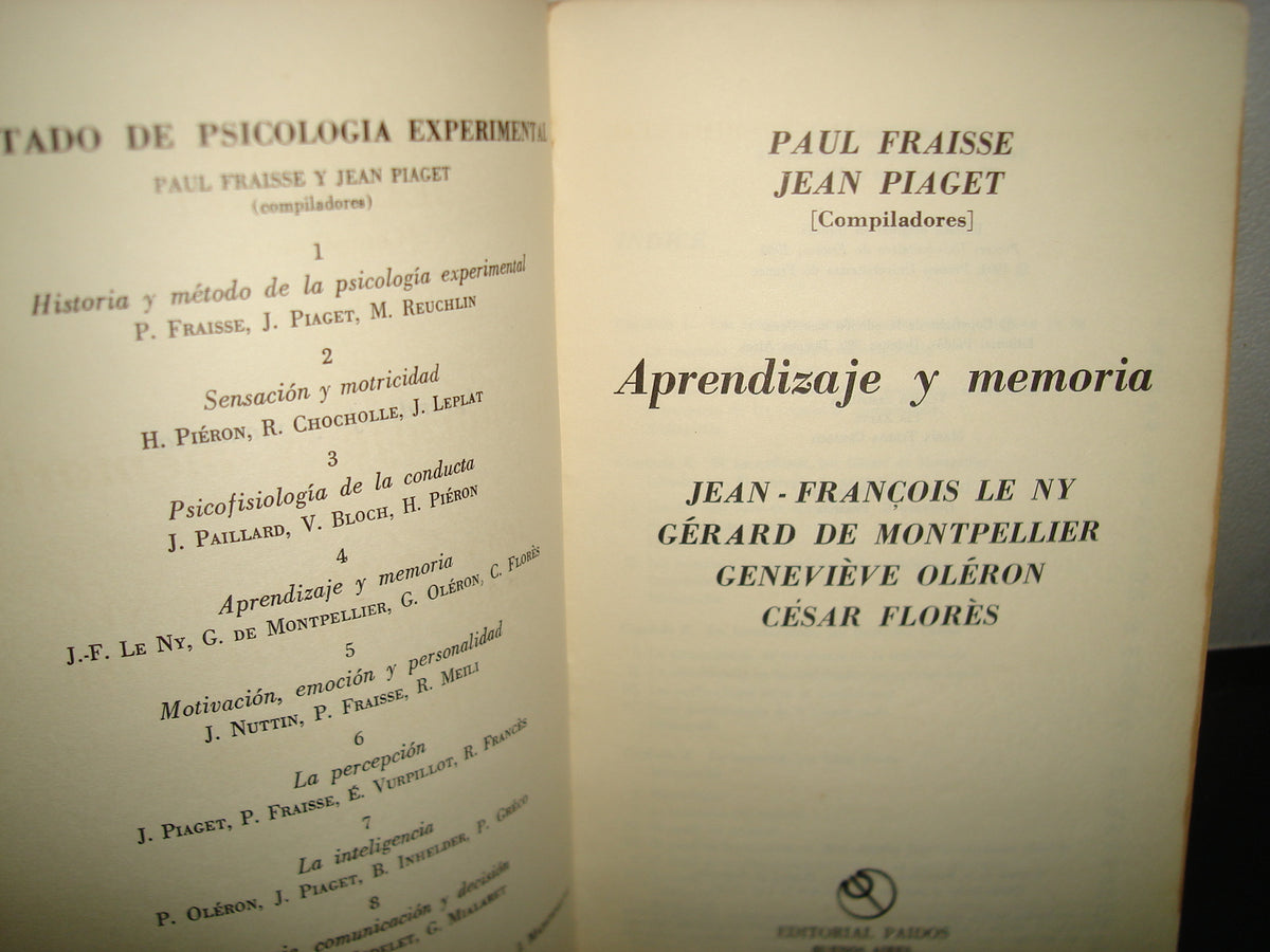 24- Aprendizaje Y Memoria - Paul Fraisse, Jean Piaget - Editorial Paidós