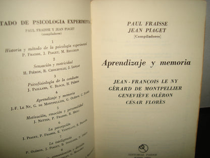 24- Aprendizaje Y Memoria - Paul Fraisse, Jean Piaget - Editorial Paidós