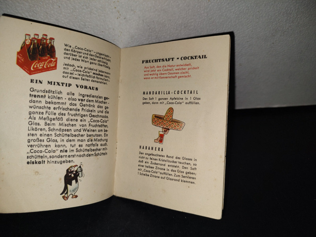A10C1-2- Antiguo Pequeño Manual Alemán De Cocteles De Coca-Cola. Prickelnde Anregungen - 50'S