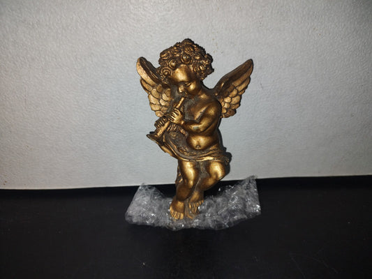 A2- Ángel De Resina Dorado Tocando La Trompeta - 80'S - 90'S
