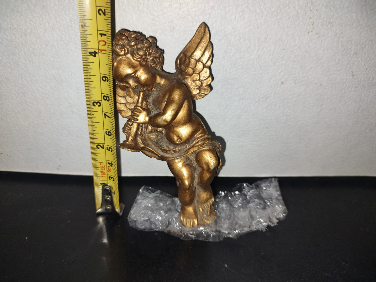 A2- Ángel De Resina Dorado Tocando La Trompeta - 80'S - 90'S