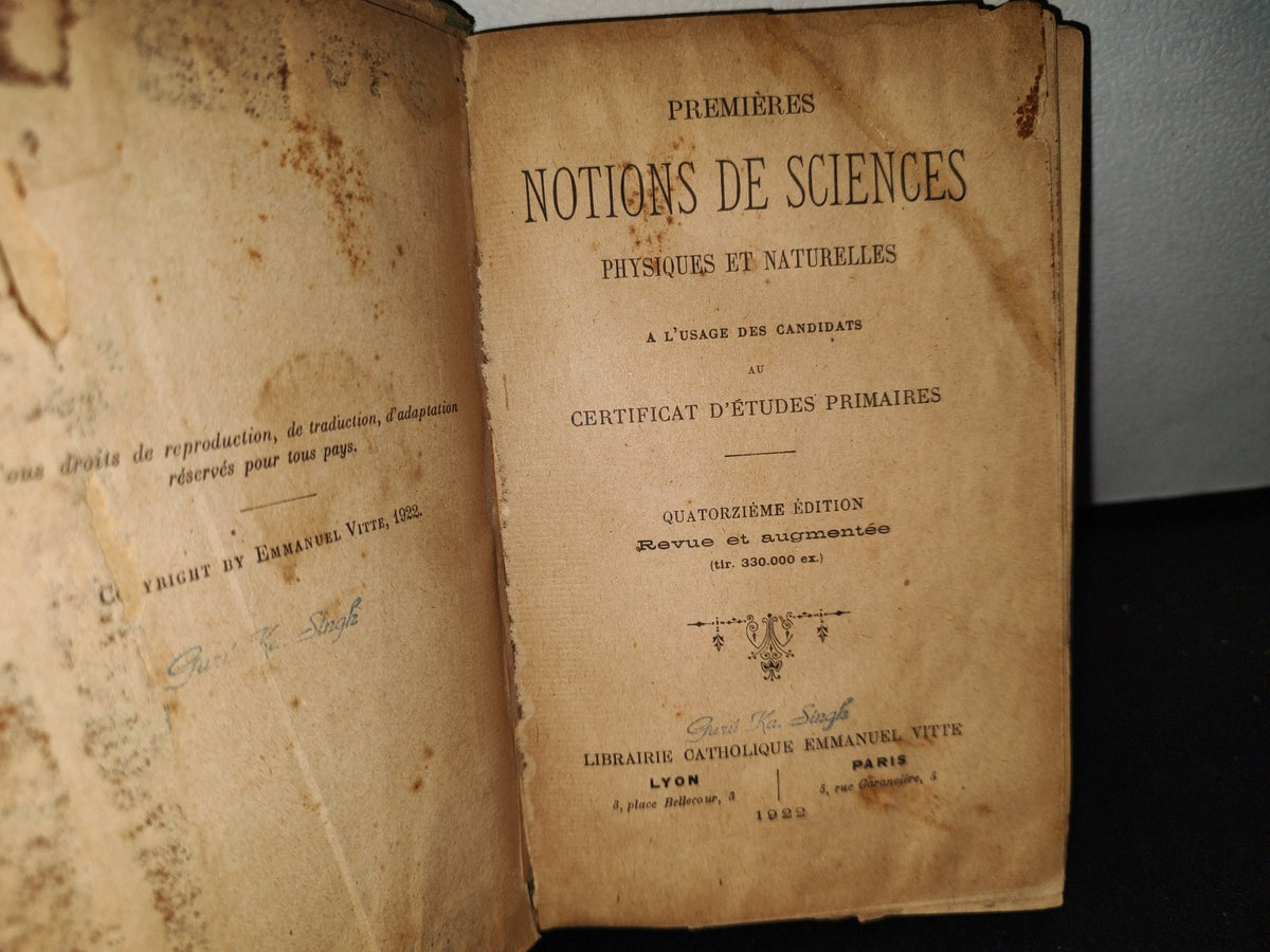 59- Ciencias Físicas Y Naturales / Premieres Notions De Sciences Physiques Et Naturelles 1922