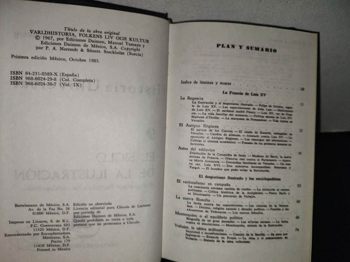 114- Historia Universal 9. El Siglo De La Ilustración - Carl Grimberg. Círculo De Lectores - 1967