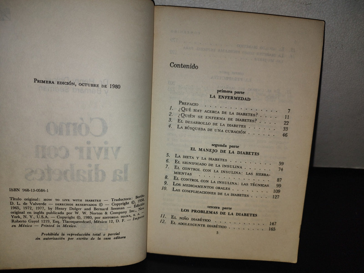 101- Cómo Vivir Con La Diabetes - Dr. Henry Dolger. Editorial Diana. Primera Edición, Octubre De 1980