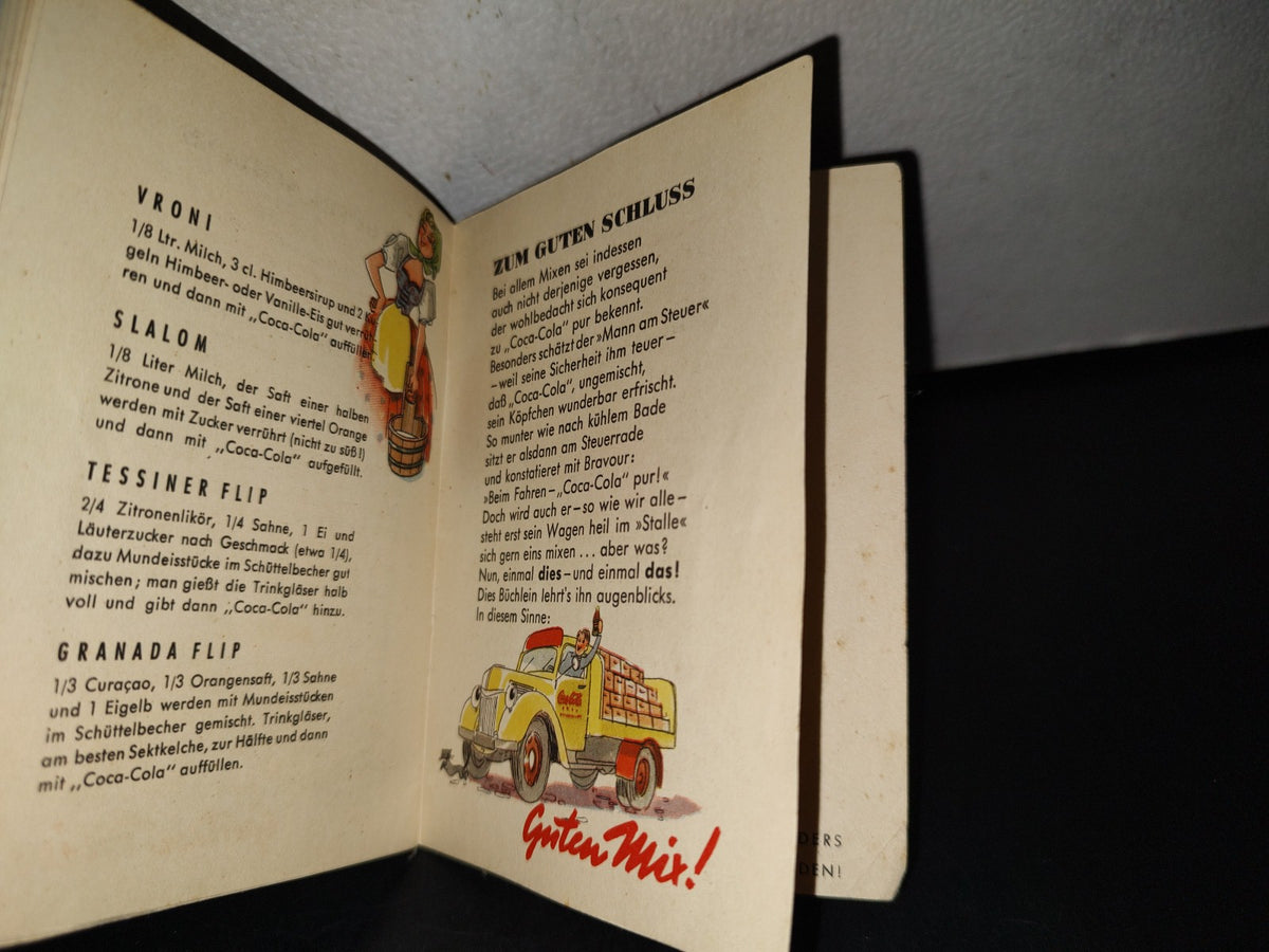 A10C1-2- Antiguo Pequeño Manual Alemán De Cocteles De Coca-Cola. Prickelnde Anregungen - 50'S