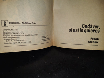 68- Cadáver, Si Así Lo Quieres - Frank Mcfair - 1980
