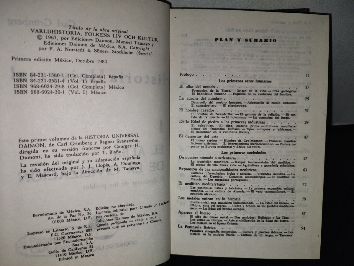 114- Historia Universal 1. El Alba De La Civilización - Carl Grimberg. Círculo De Lectores - 1967