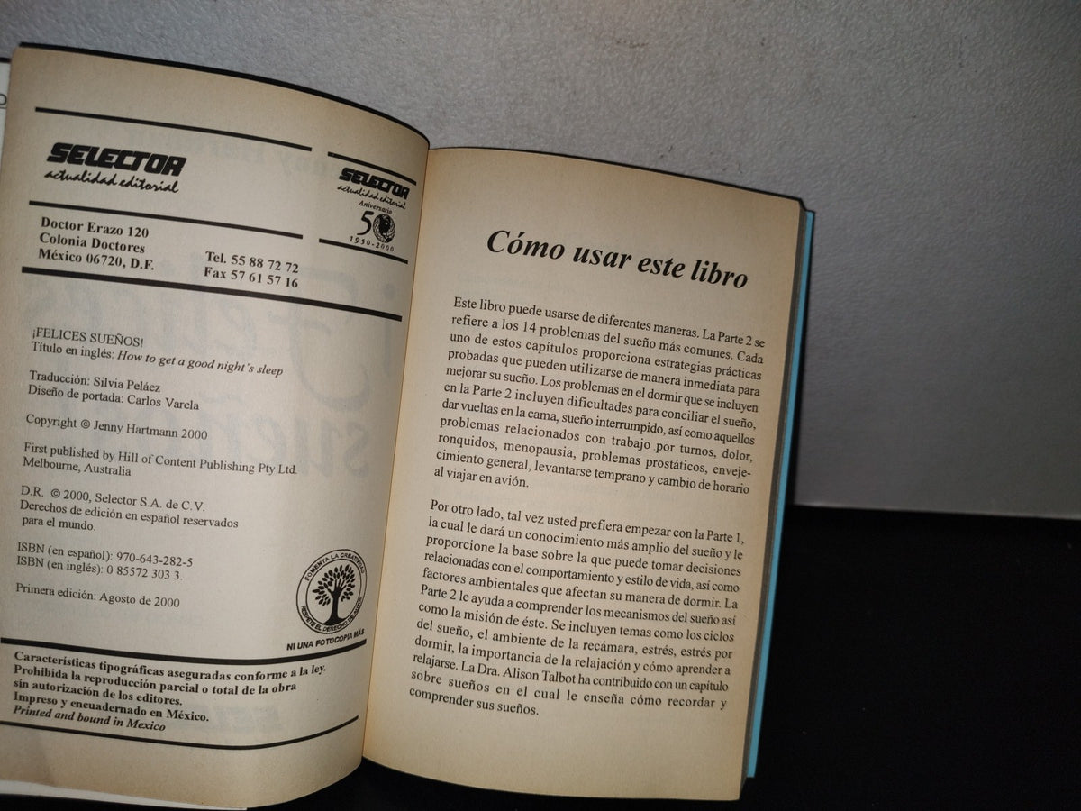 87-2- ¡Felices Sueños! Soluciones Prácticas Para Problemas De Insomnio - Jenny Hartman 1A. Ed. 2000