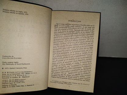 196- La Filosofía De La Explicación Social. Fondo De Cultura Económica - 1A. Ed. 1976