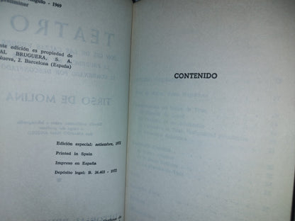 66- Teatro. Don Gil De Las Calzas Verdes, La Prudencia En La Mujer, El Condenado Por Desconfiado - Tirso De Molina - Editorial Bruguera, Edición Especial: Septiembre, 1972