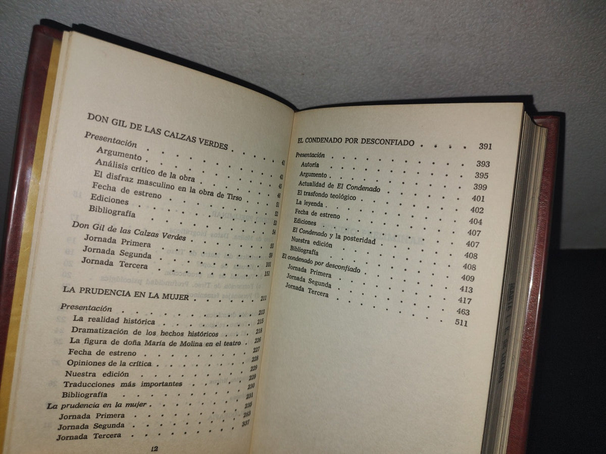 66- Teatro. Don Gil De Las Calzas Verdes, La Prudencia En La Mujer, El Condenado Por Desconfiado - Tirso De Molina - Editorial Bruguera, Edición Especial: Septiembre, 1972