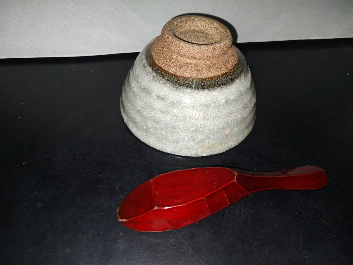A2- Mortero De Cerámica Con Cuchara De Madera - 80'S - 90'S