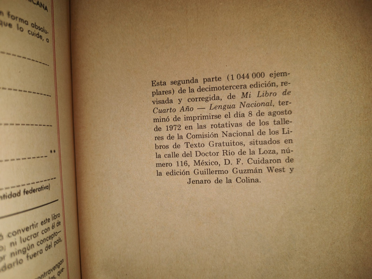 100 - Mi Libro De Cuarto Año. Lengua Nacional - Carmen Norma - Secretaría De Educación Pública 1972