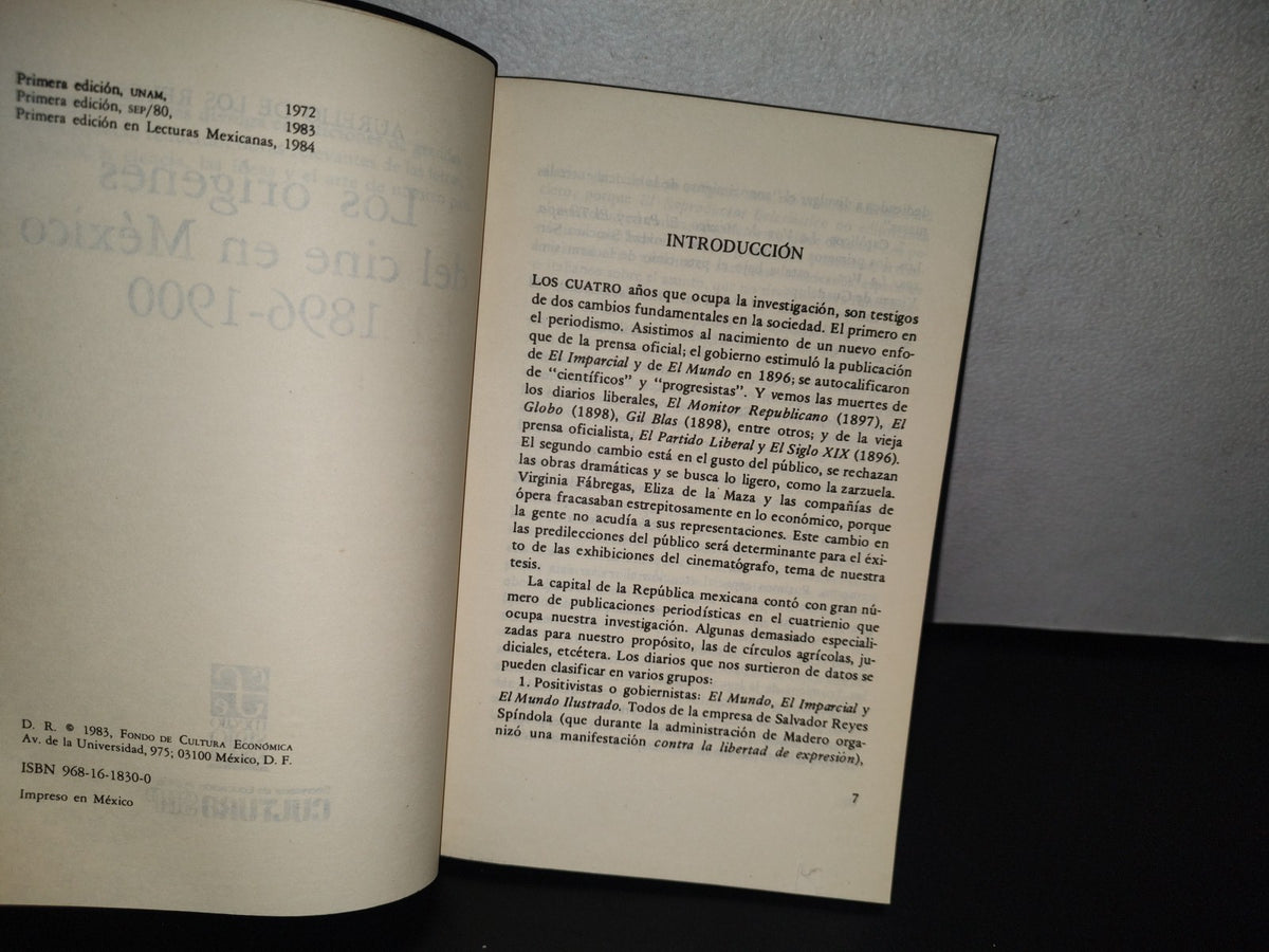 85- Lecturas Mexicanas 61. Los Orígenes Del Cine Mexicano (1896-1900) - Aurelio De Los Reyes - Cultura Sep. Fondo De Cultura Económica -Primera Edición En Lecturas Mexicanas 1984