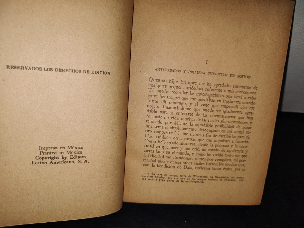54- Benjamin Franklin. Autobiografía - Editora Latino Americana S. A. - 1953