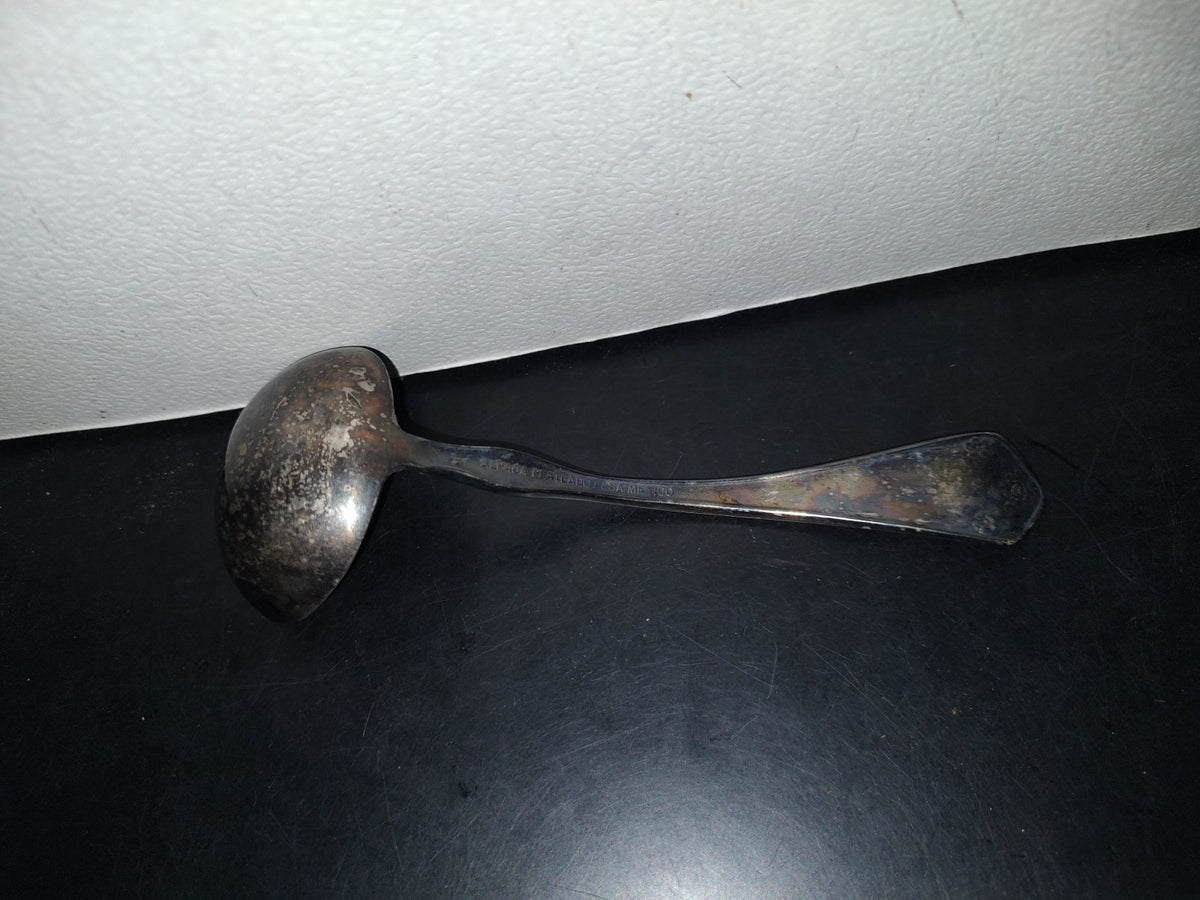 A3- Antiguo Cucharón De Alpaca Con Mango Decorado - Alpaca Plateado Pesa México - 60'S - 70'S