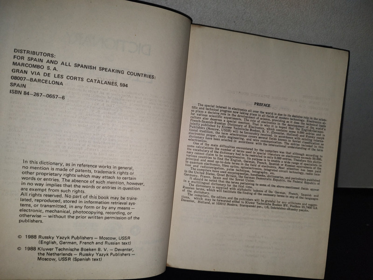 84- Diccionario De Electrónica. Dictionary Of Electronics: English, German, French, Spanish, Russian