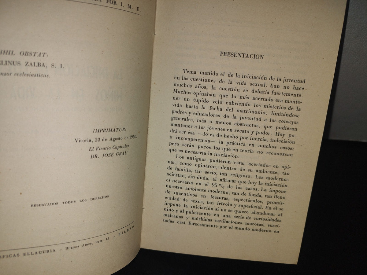 128- La Iniciación De Losniños En La Vida. Ángel Del Hogar, Colección Educación Y Familia. 1952
