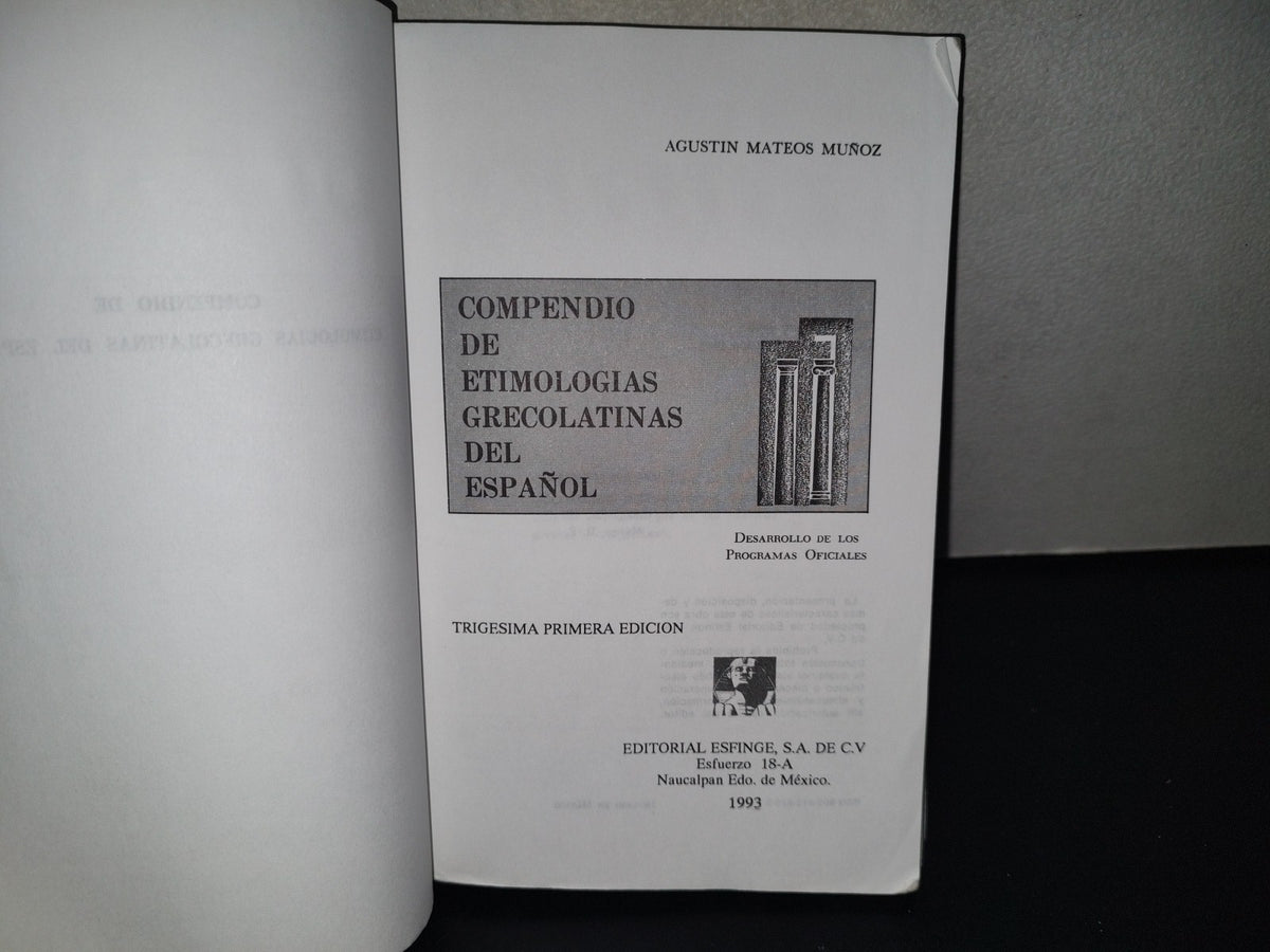 158- Etimologías Grecolatinas - Agustín Mateos Muñoz - Editorial Esfinge, 1993