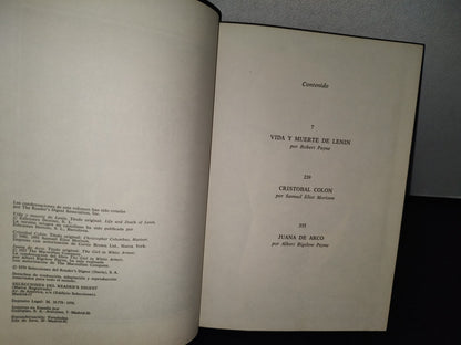 75- Grandes Biografías. Selecciones Del Reader'S Digest. Vida Y Muerte De Lenin - Robert Payne / Cristobal Colón - Samuel Eliot Morison / Juana De Arco - Albert Bigelow Payne - 1970