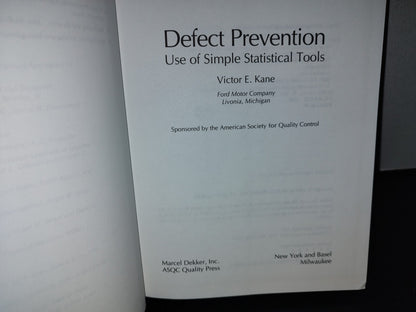 57- Prevención De Defectos. Defect Prevention. Use Of Simple Statistical Tools - Victor E. Kane