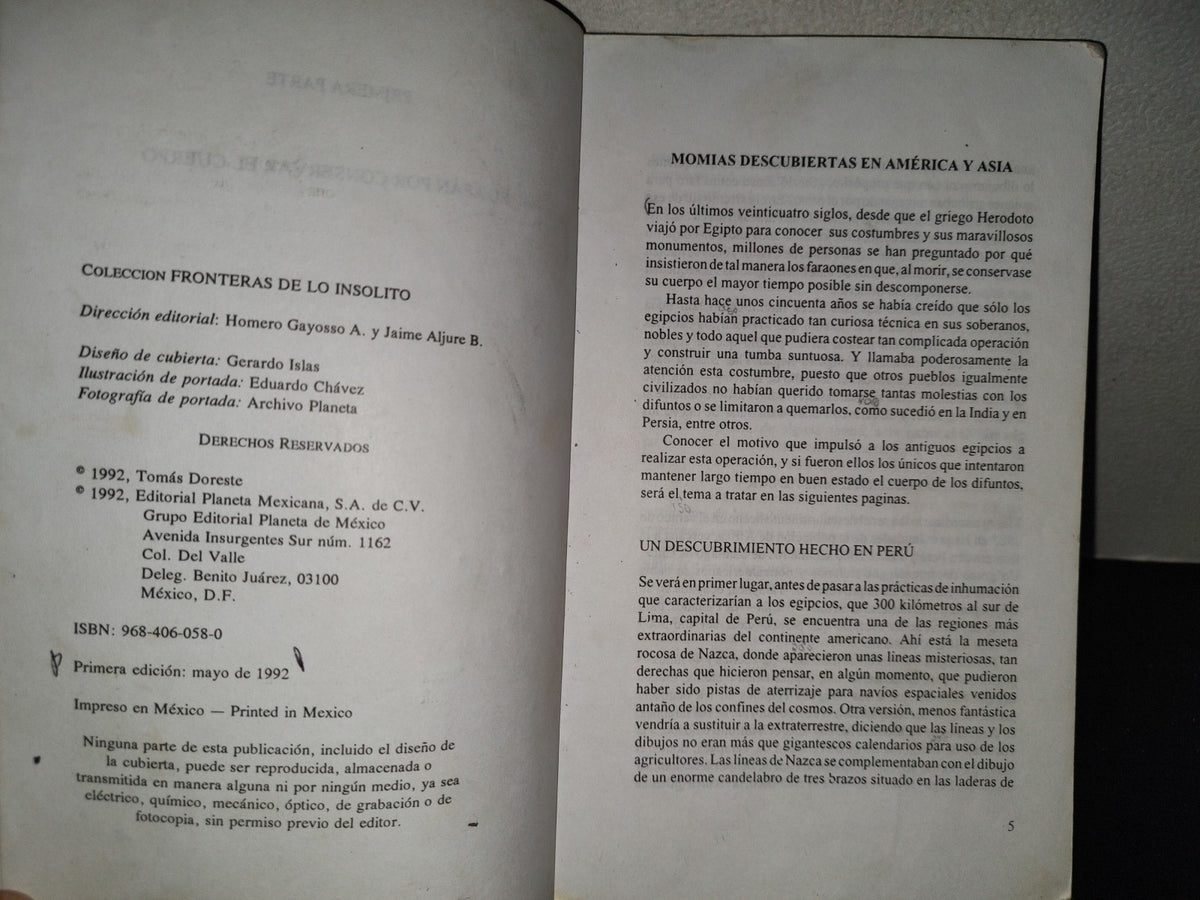 201- Los Faraones, ¿Listos Para Resucitar? - Tomás Doreste. Editorial Planeta Mexicana. 1A. Ed. 1992