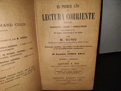60- El Primer Año De Lectura Corriente Moral - M. Guyau - 1923