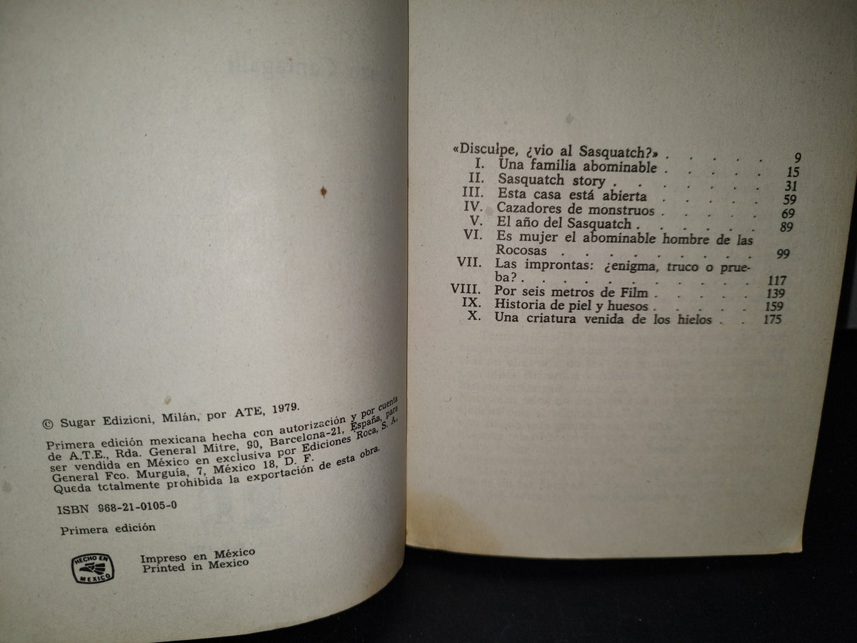57- Sasquatch. Enigma Antropológico - Renzo Cantagalli - Primera Edición 1979