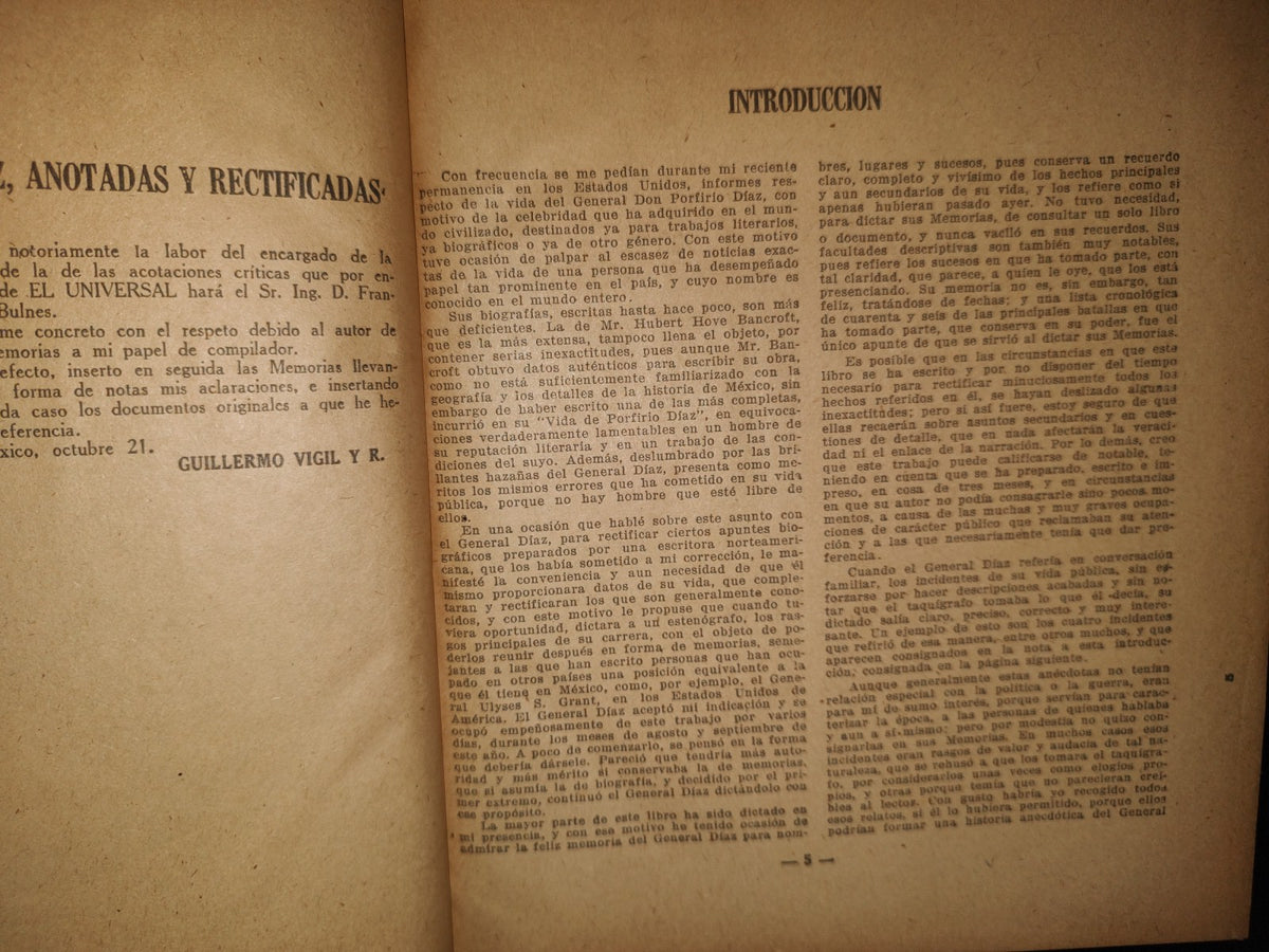 91- Rectificaciones A Las Memorias Del Gral. Porfirio Díaz. Biblioteca Histórica De El Univeral 1922