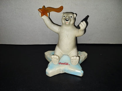 A5- Juguete Coca Cola: Oso Polar Sosteniendo Estrella Y Botella De Coca - 90'S