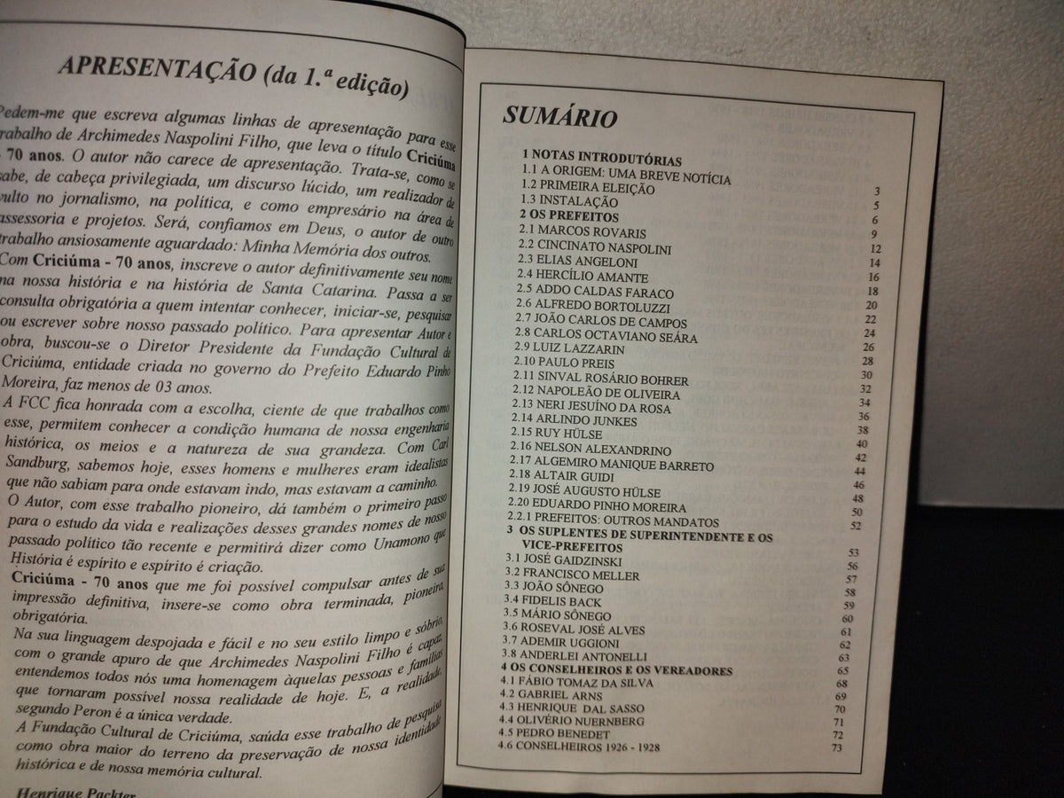 209- Criciúma 70 Anos. 1925/1995 - Archimedes Naspolini Filho - Firmado