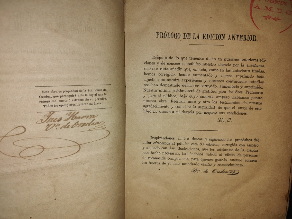 59- Curso De Lecciones De Historia De España - Eduardo Orodea E Ibarra 1880 Firmado Por La Viuda