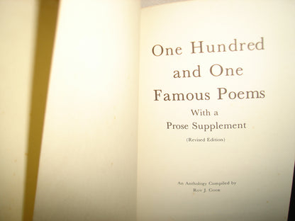 160- One Hundred And One Famous Poems - An Anthology Compiled By Roy J. Cook, 1958