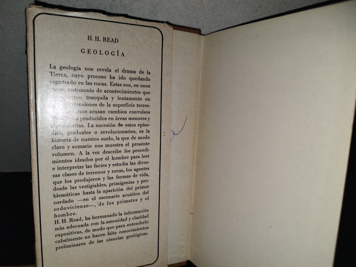 196- Geología. Introducción A La Historia De La Tierra. H. H. Read. Fondo De Cultura Económica, 1975