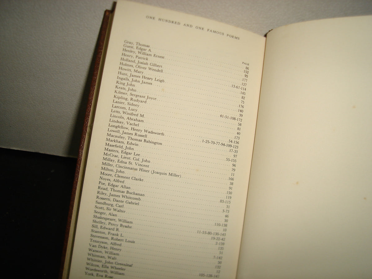 160- One Hundred And One Famous Poems - An Anthology Compiled By Roy J. Cook, 1958