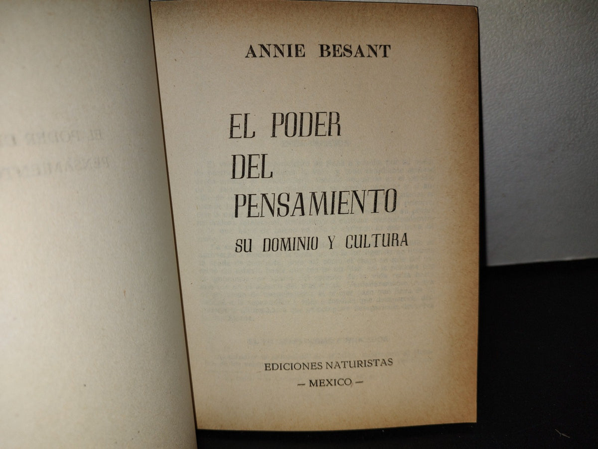 57- El Poder Del Pensamiento. Su Dominio Y Cultura - Annie Besant - 1977