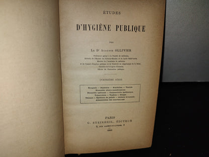 63- Francés. Études D'Hygiene Publique - Auguste Ollivier - 1893