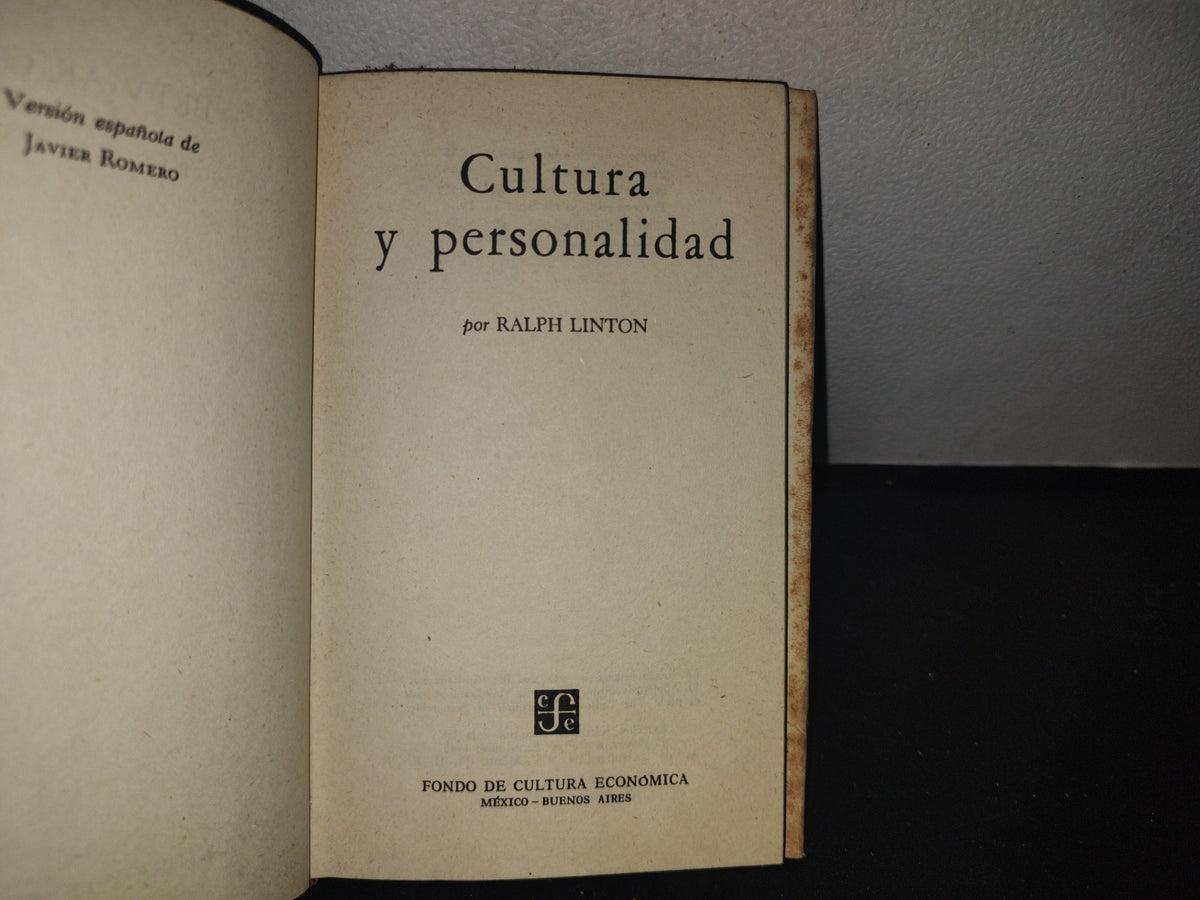 66- Cultura Y Personalidad - Ralph Linton. Breviarios - Fondo De Cultura Económica, 1965