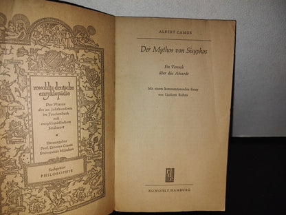 128- Alemán. Der Mythos Von Sisyphos - Albert Camus - 1959