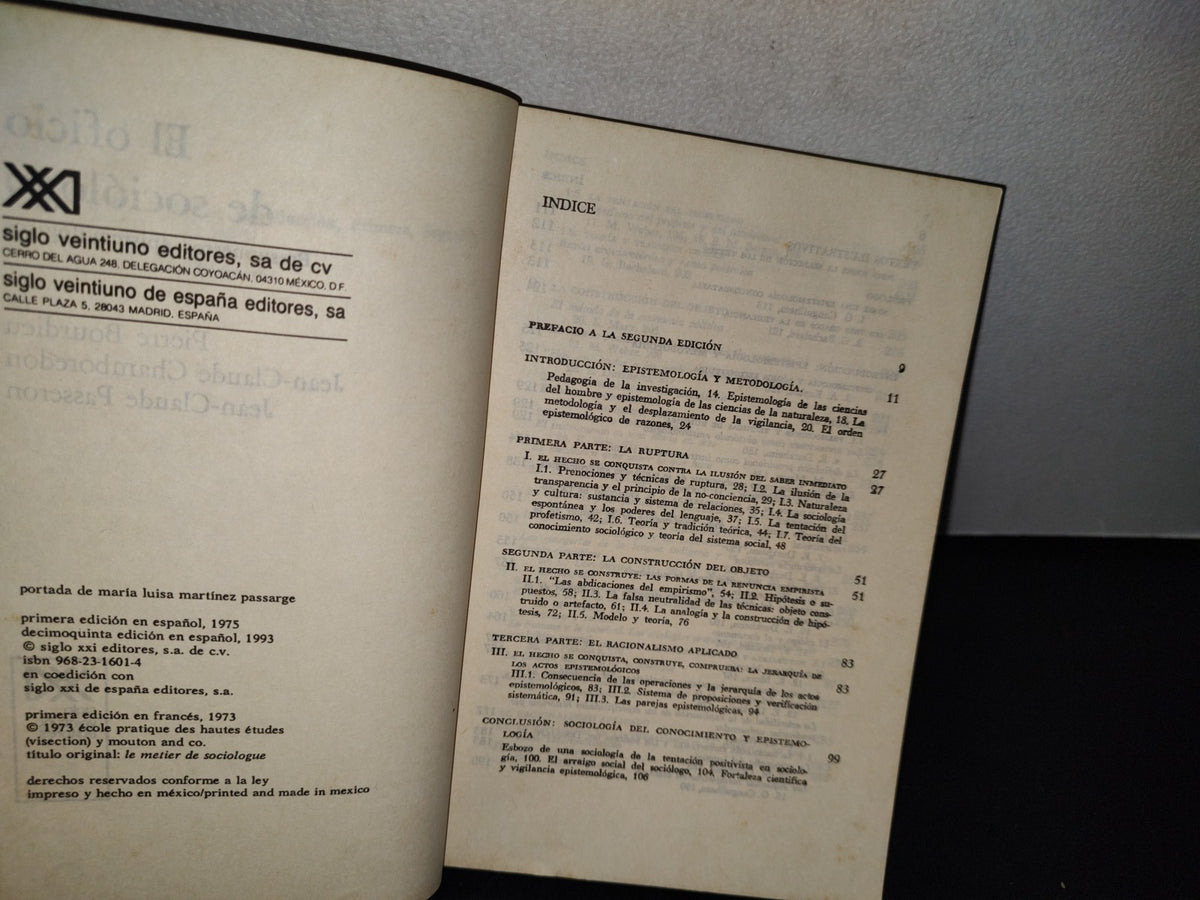 75- El Oficio De Sociólogo. Pierre Bourdieu, Jean-Claude Chamboredon Y Jean-Claude Passeron - Siglo Veintiuno Editores, 1993