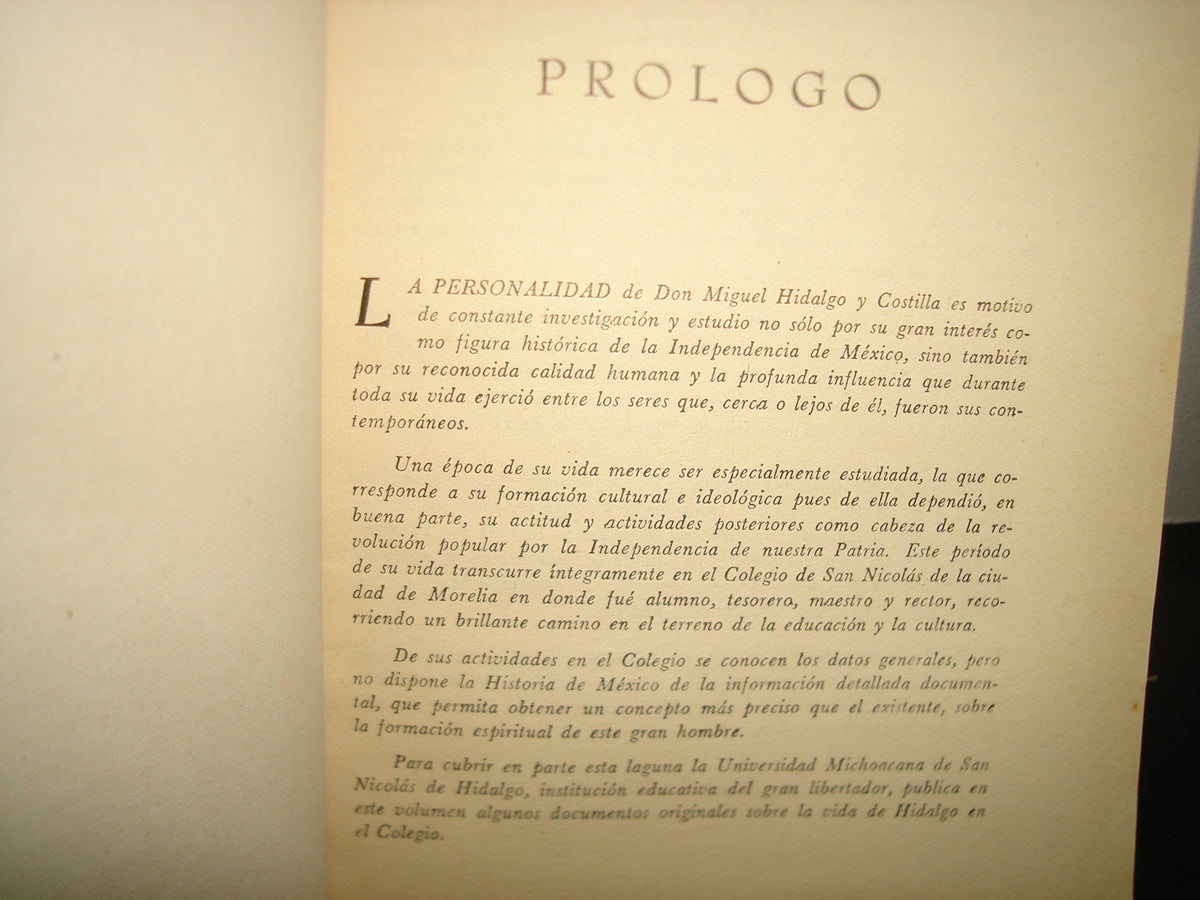 10- Hidalgo En El Colegio De San Nicolás. Documentos Inéditos. Universidad Michoacana - 1956