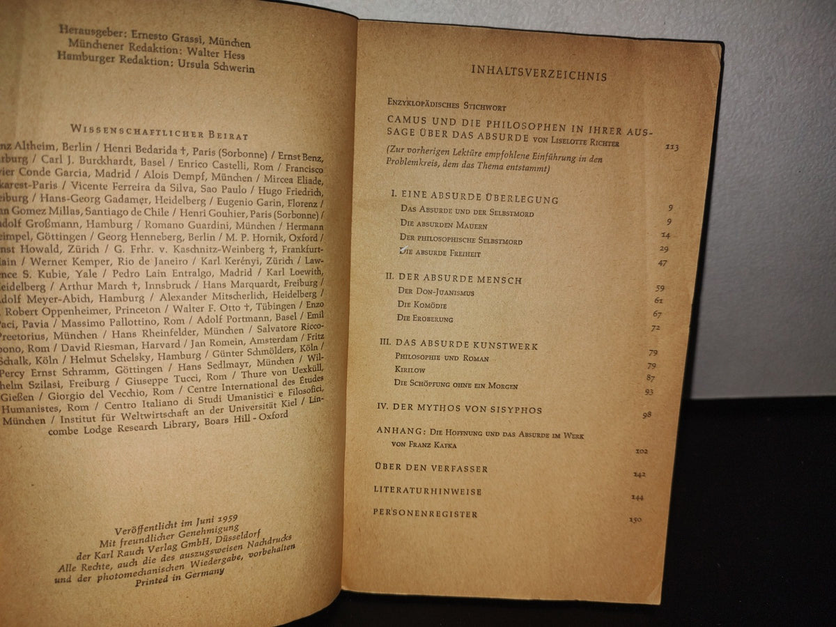 128- Alemán. Der Mythos Von Sisyphos - Albert Camus - 1959