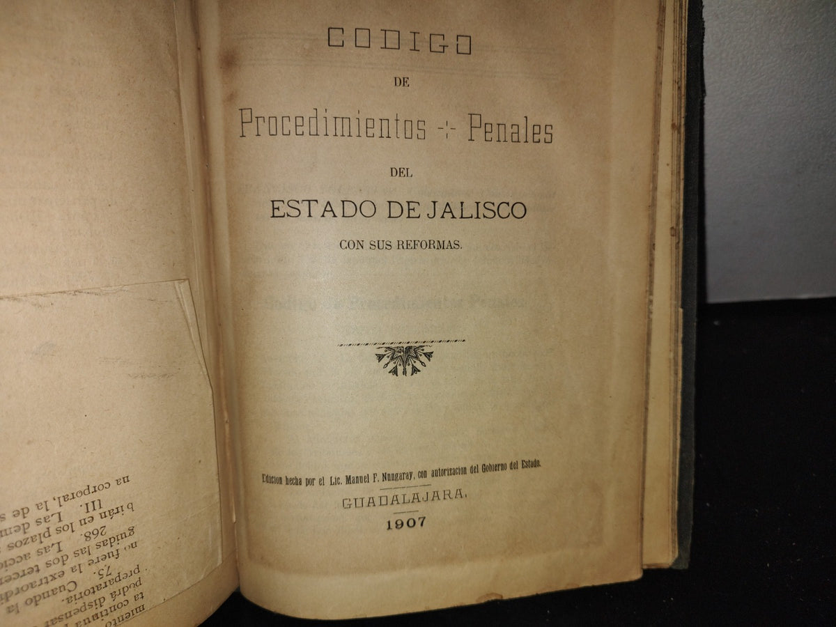 65- Código Penal Del Estado De Jalisco/Código De Procedimientos Penales Del Estado De Jalisco - 1907
