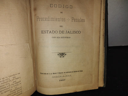 65- Código Penal Del Estado De Jalisco/Código De Procedimientos Penales Del Estado De Jalisco - 1907
