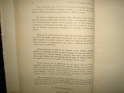 10- Hidalgo En El Colegio De San Nicolás. Documentos Inéditos. Universidad Michoacana - 1956