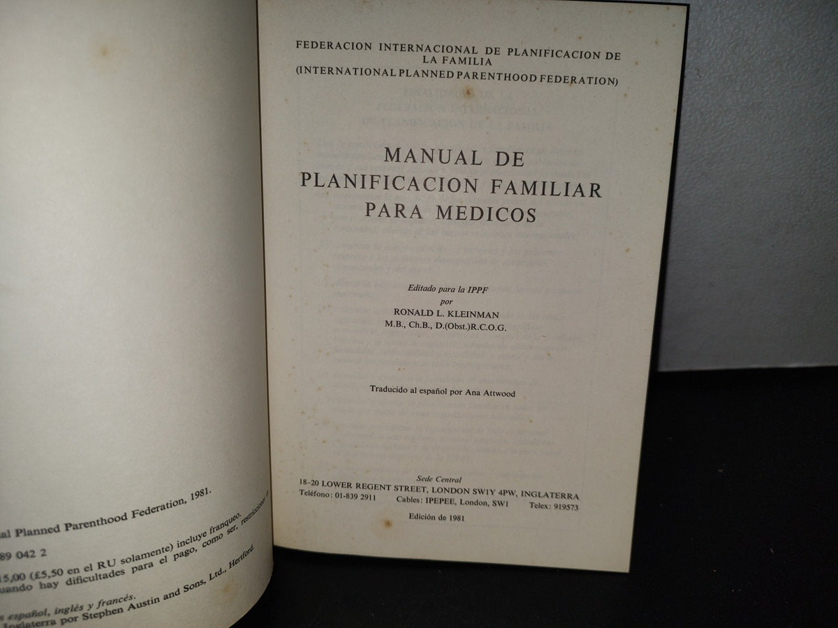93- Manual De Planificación Familiar Para Médicos - Publicaciones Médicas Del Ippf - 1981