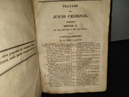 60- Febrero Mejicano. La Librería De Jueces, Abogados Y Escribanos. Eugenio De Tapia. Tomo VII - Imprenta De Galvan Á Cargo De Mariano Arévalo, Calle De Cadena N. 2. - Méjico: 1835